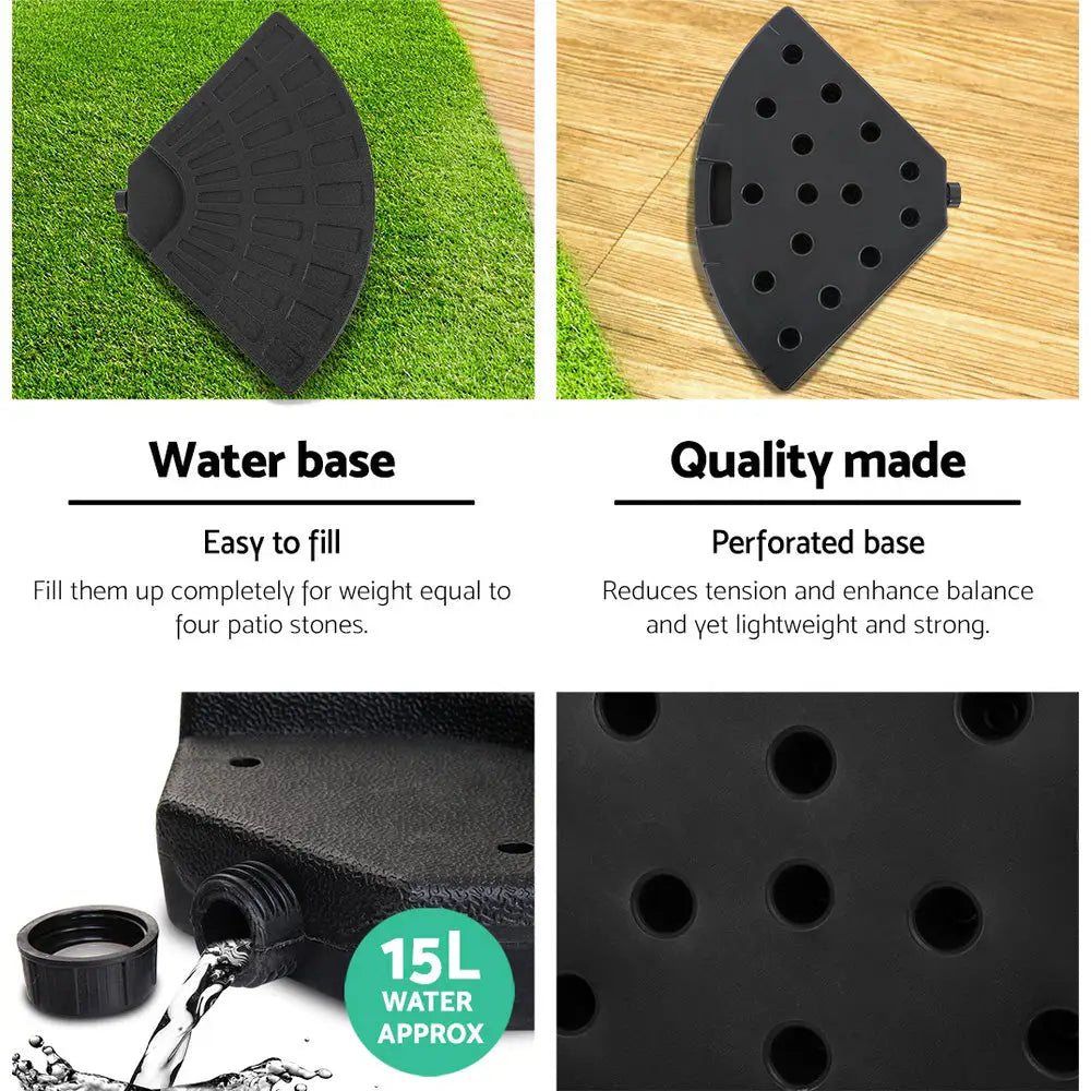 Instahut 3m Outdoor Umbrella w/Base Cantilever Beach Garden Patio Charcoal - Home & Garden > Shading > Umbrellas &