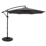 Instahut 3m Outdoor Umbrella w/Base Cantilever Beach Garden Patio Charcoal - Home & Garden > Shading > Umbrellas &