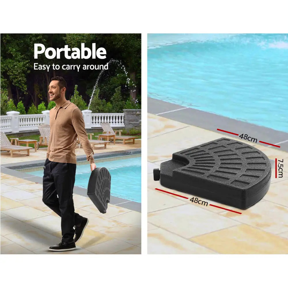 Instahut 3m Outdoor Umbrella w/Base Cantilever Beach Garden Patio Grey - Home & Garden > Shading > Umbrellas & Sunshades