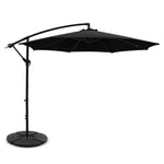Instahut 3m Outdoor Umbrella w/Base Cantilever Beach Garden Patio Black - Home & Garden > Shading > Umbrellas &