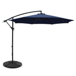 Instahut 3m Outdoor Umbrella w/Base Cantilever Beach Garden Patio Navy - Home & Garden > Shading > Umbrellas & Sunshades