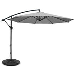 Instahut 3m Outdoor Umbrella w/Base Cantilever Beach Garden Patio Grey - Home & Garden > Shading > Umbrellas & Sunshades