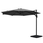 Instahut 3m Outdoor Umbrella w/Base Cantilever Beach Roma 360 Degree Tilt Charcoal - Home & Garden > Shading >
