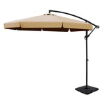 Instahut 3m Outdoor Umbrella w/Base Cantilever Garden Beach Patio Beige - Home & Garden > Shading > Umbrellas &