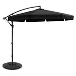 Instahut 3m Outdoor Umbrella w/Base Cantilever Garden Patio Beach Black - Home & Garden > Shading > Umbrellas &