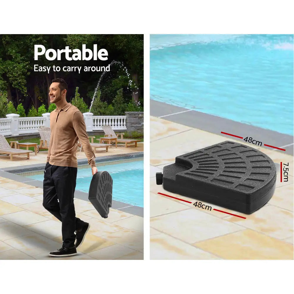 Instahut 3m Outdoor Umbrella w/Base Cantilever Garden Patio Beach Black - Home & Garden > Shading > Umbrellas &