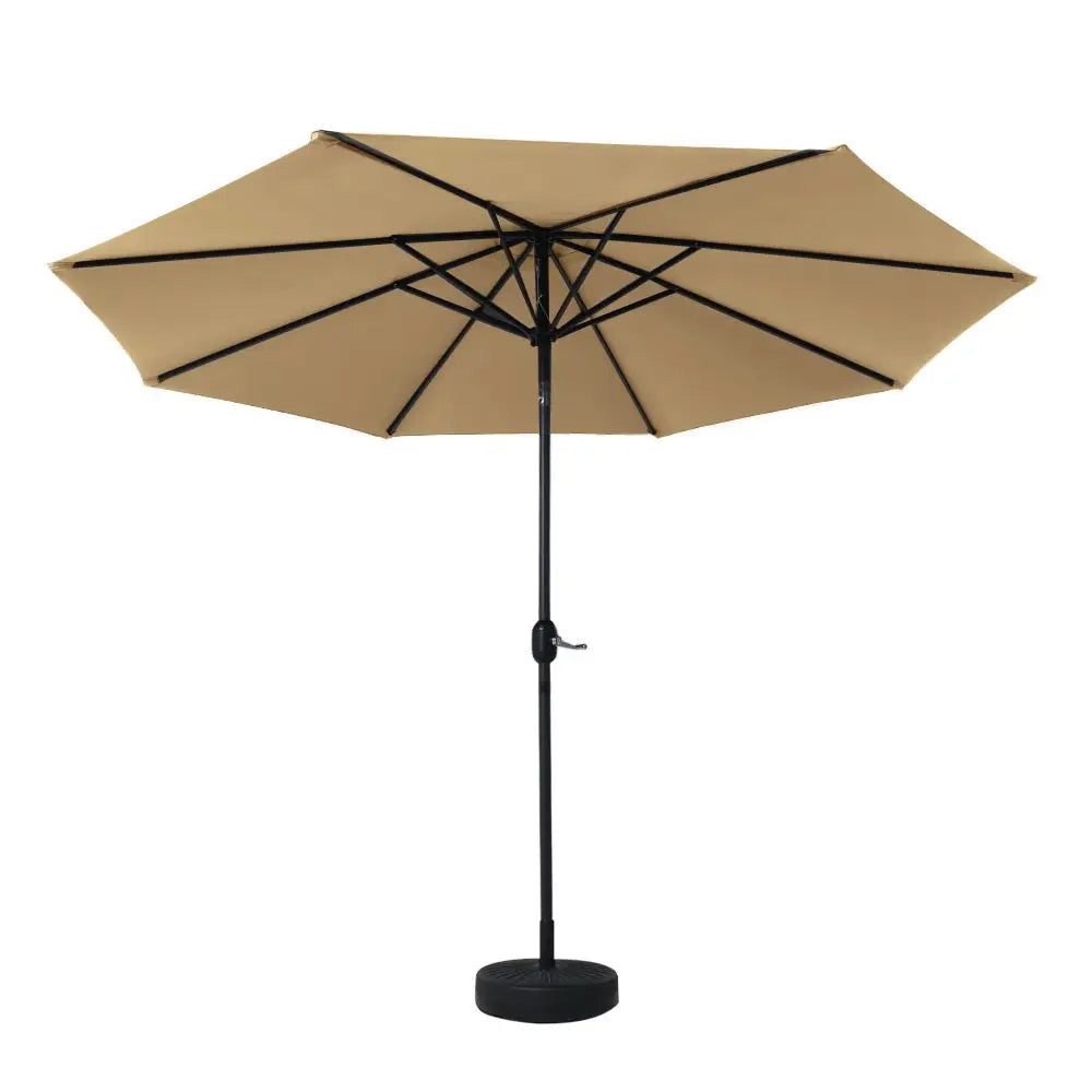 Instahut 3m Outdoor Umbrella w/Base Pole Tilt Beach Garden Patio Beige - Home & Garden > Shading > Umbrellas & Sunshades