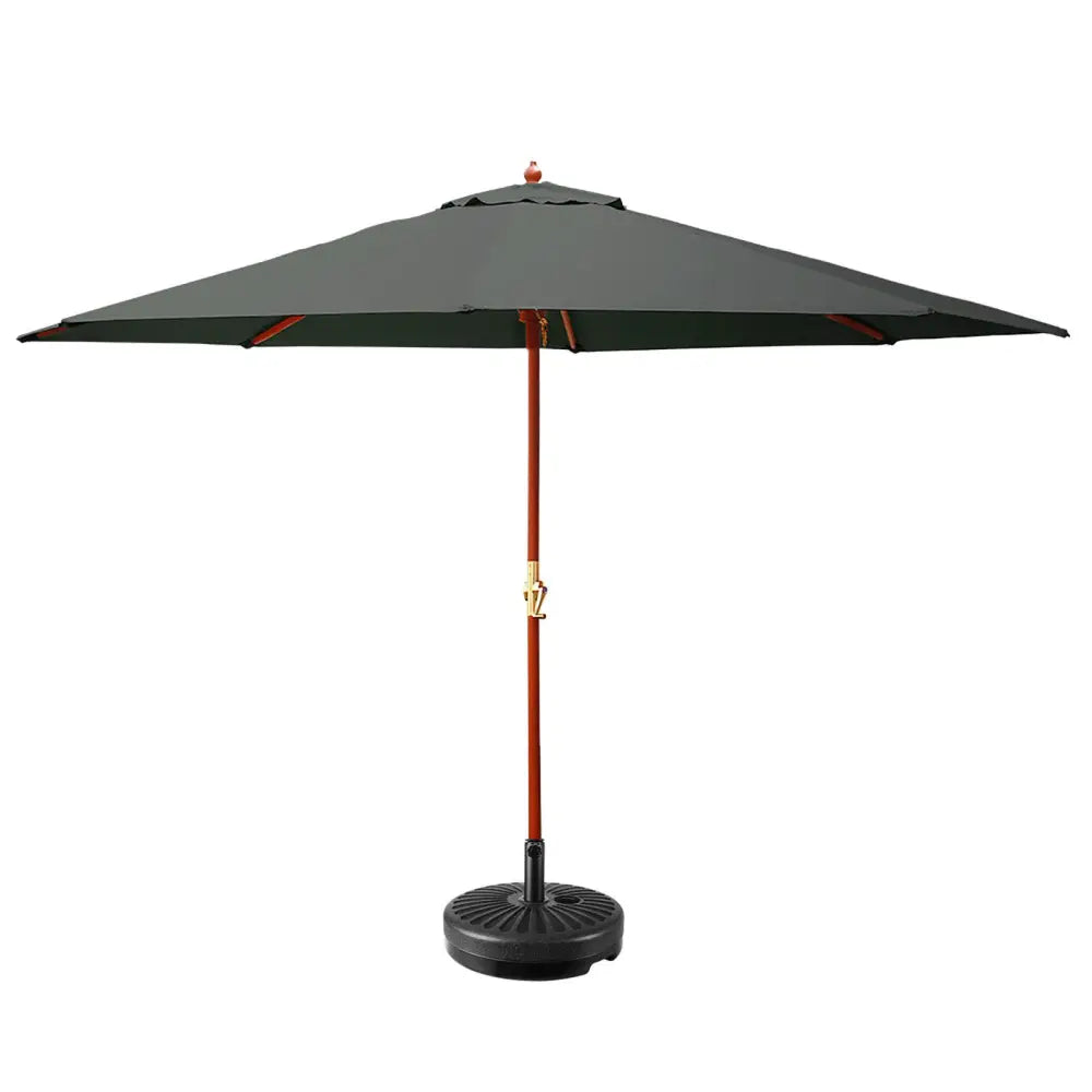 Instahut 3m Outdoor Umbrella w/Base Pole Umbrellas Garden Sun Stand Deck Charcoal - Home & Garden > Shading > Umbrellas