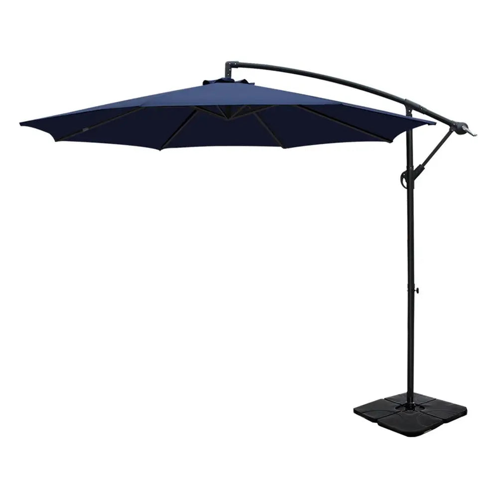 Instahut 3m Umbrella w/Base Outdoor Cantilever Beach Garden Patio Parasol Navy - Home & Garden > Shading > Umbrellas &