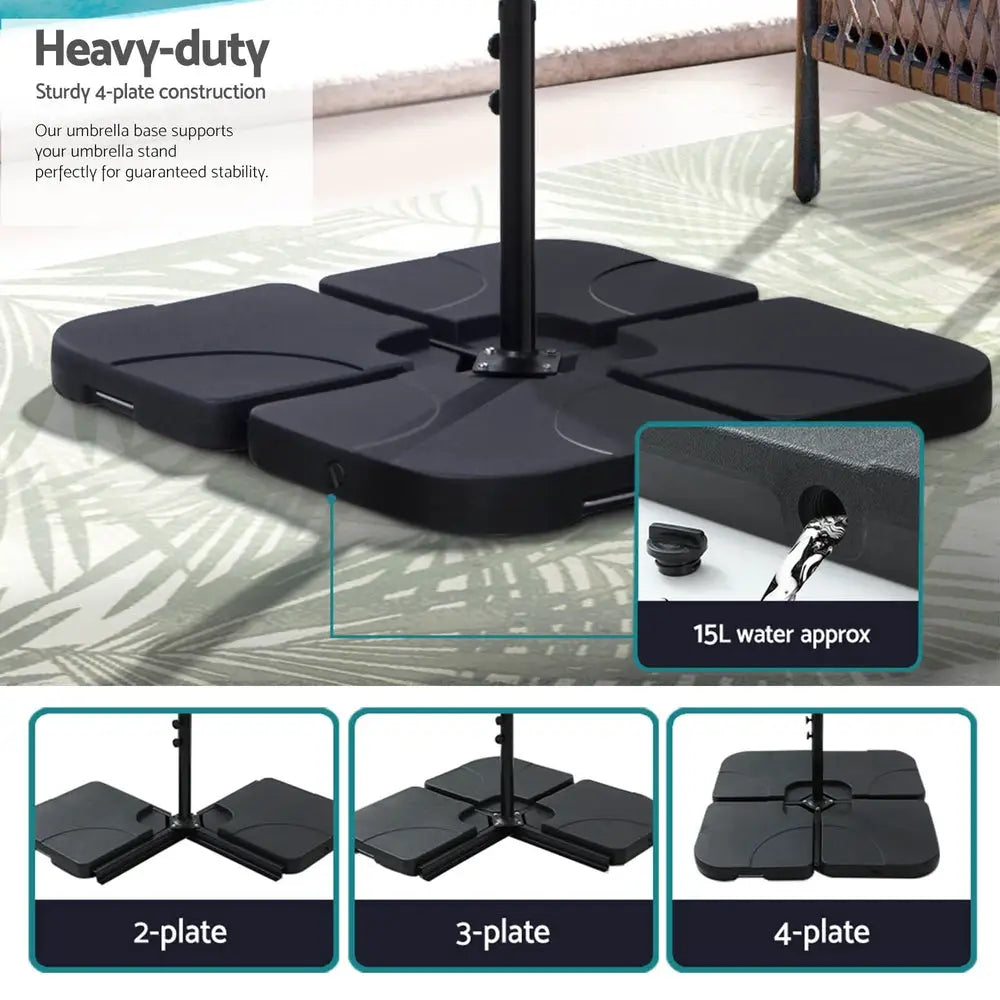 Instahut 3m Umbrella w/Base Outdoor Cantilever Beach Garden Patio Parasol Charcoal - Home & Garden > Shading >