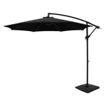 Instahut 3m Umbrella w/Base Outdoor Cantilever Beach Garden Patio Parasol Black - Home & Garden > Shading > Umbrellas &