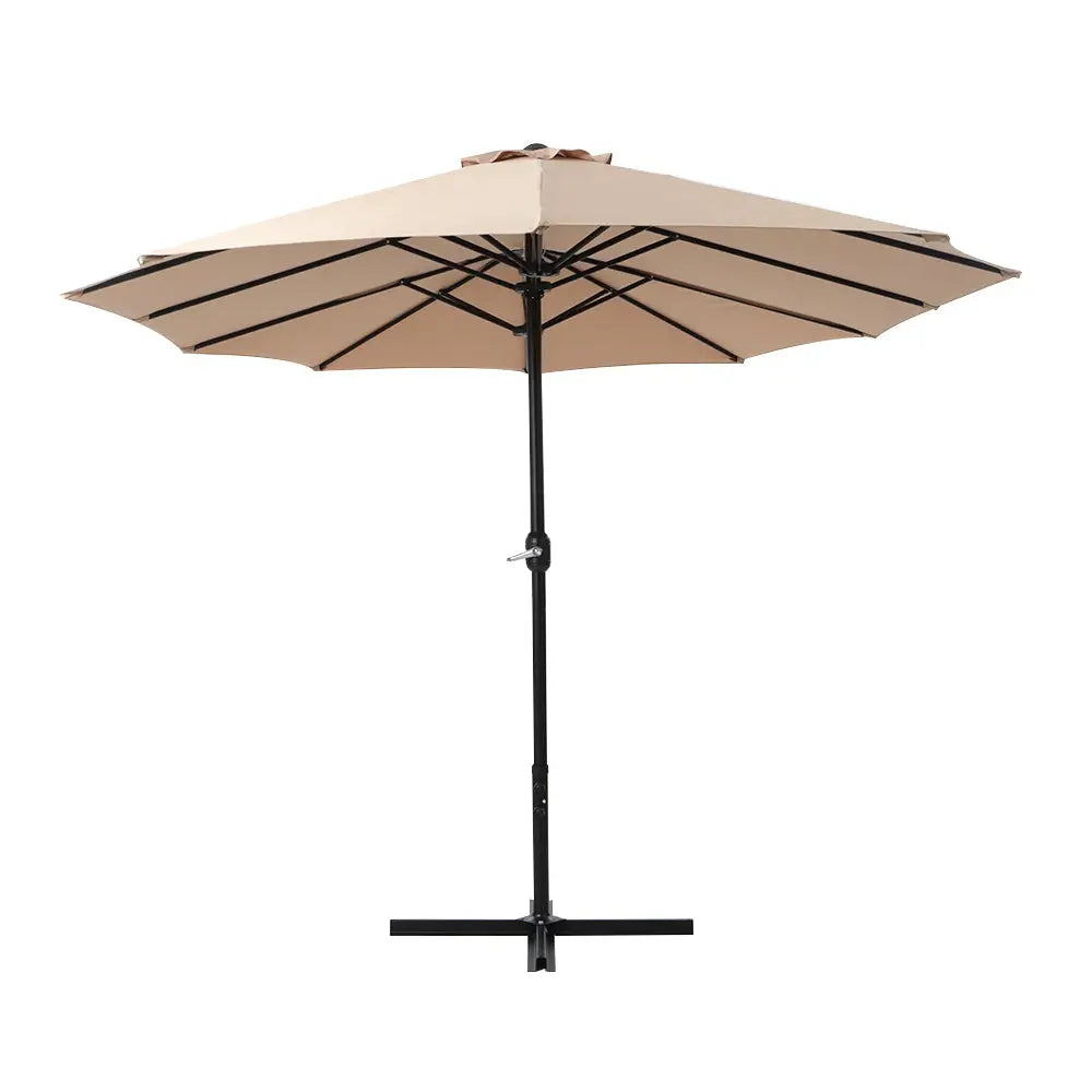 Instahut 4.57m Outdoor Umbrella Beach Pole Garden Tilt Beige - Home & Garden > Shading > Umbrellas & Sunshades