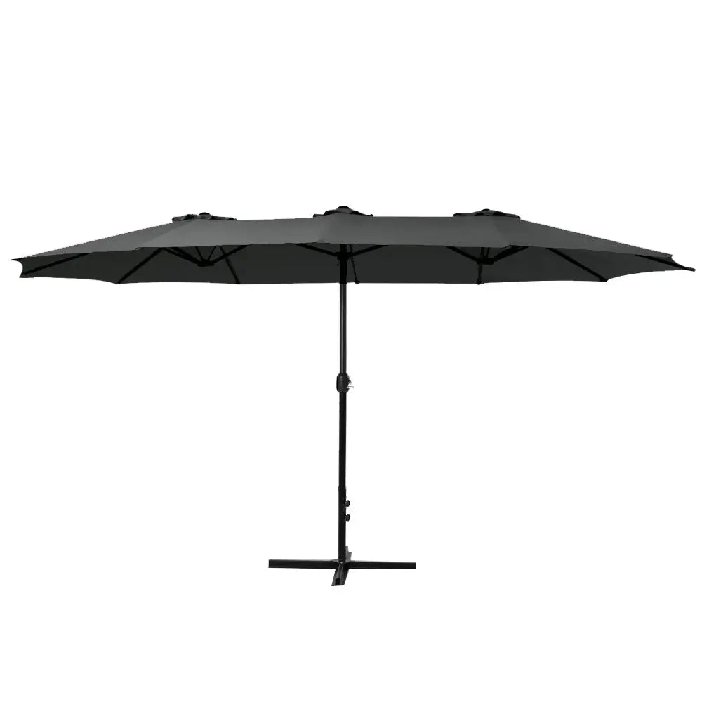 Instahut 4.57m Outdoor Umbrella Beach Pole Garden Tilt Black - Home & Garden > Shading > Umbrellas & Sunshades