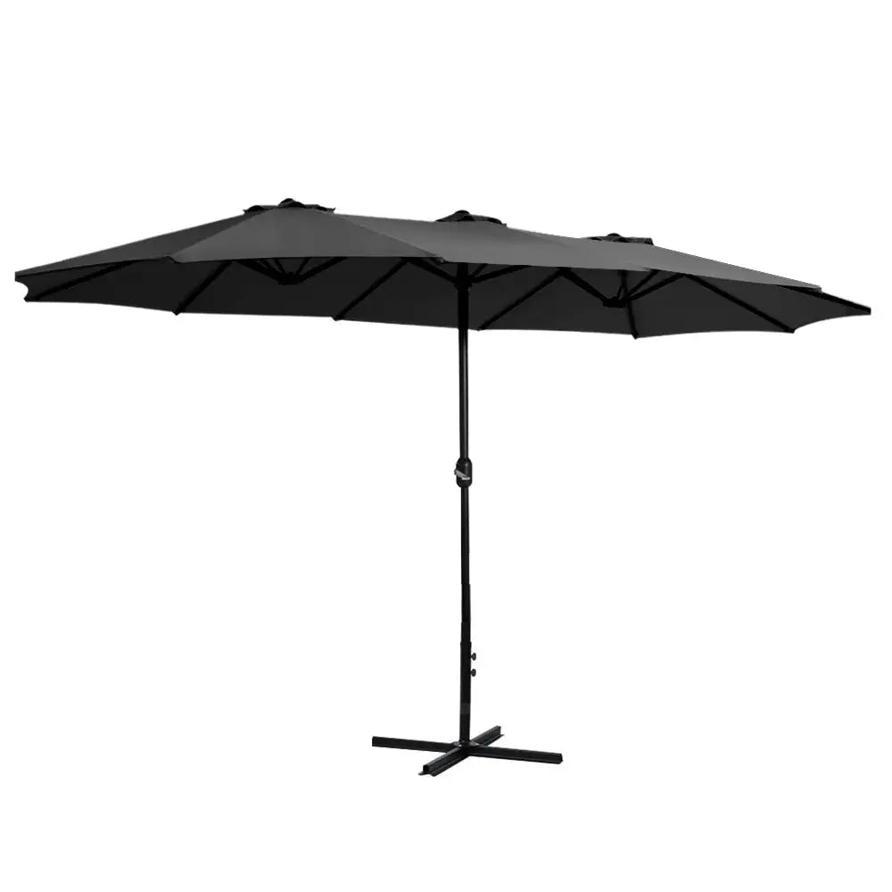 Instahut 4.57m Outdoor Umbrella Beach Pole Garden Tilt Black - Home & Garden > Shading > Umbrellas & Sunshades