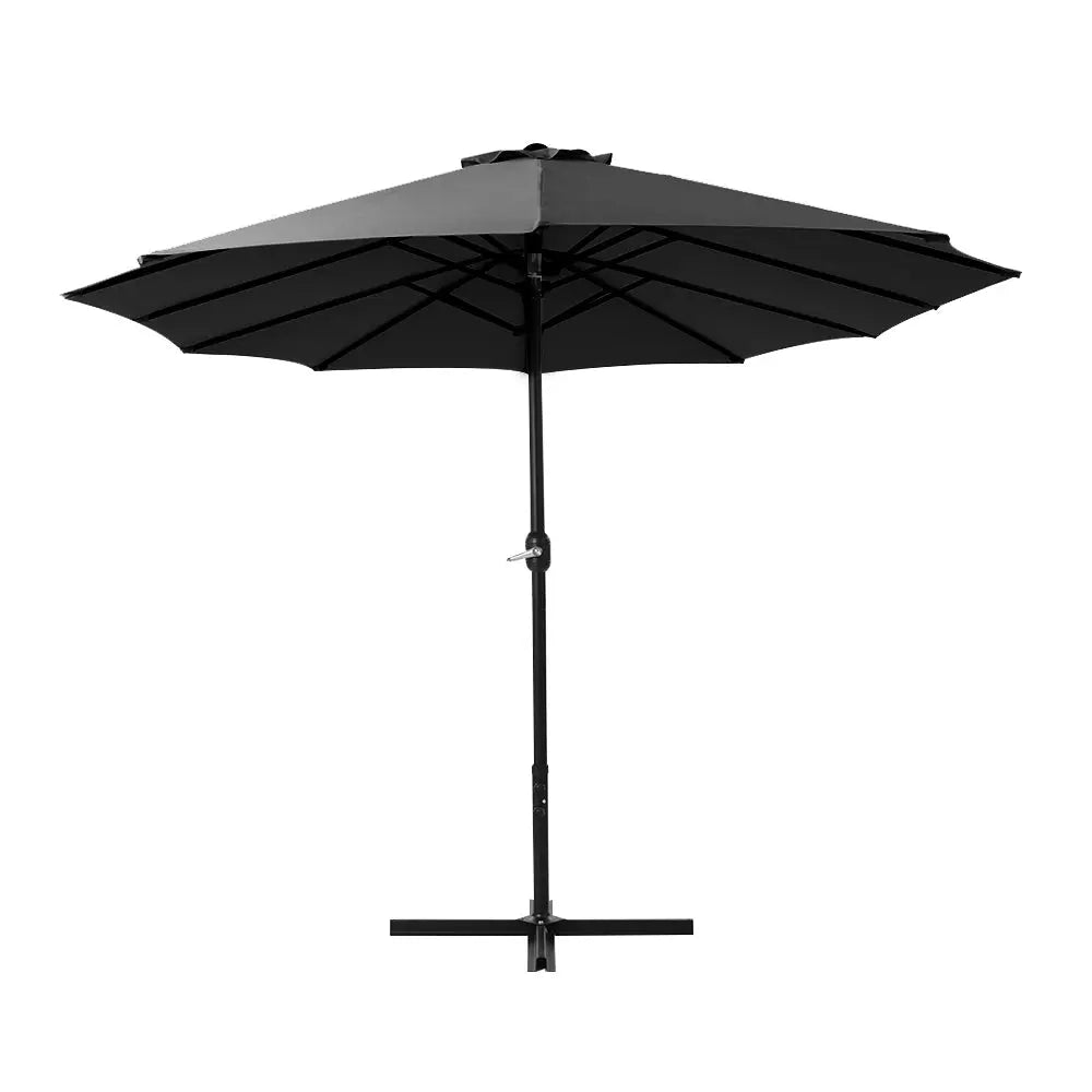 Instahut 4.57m Outdoor Umbrella Beach Pole Garden Tilt Black - Home & Garden > Shading > Umbrellas & Sunshades