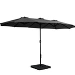 Instahut 4.57m Outdoor Umbrella w/Base Stand Beach Pole Garden Tilt Black - Home & Garden > Shading > Umbrellas &