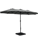 Instahut 4.57m Outdoor Umbrella w/Base Stand Beach Pole Garden Tilt Charcoal - Home & Garden > Shading > Umbrellas &