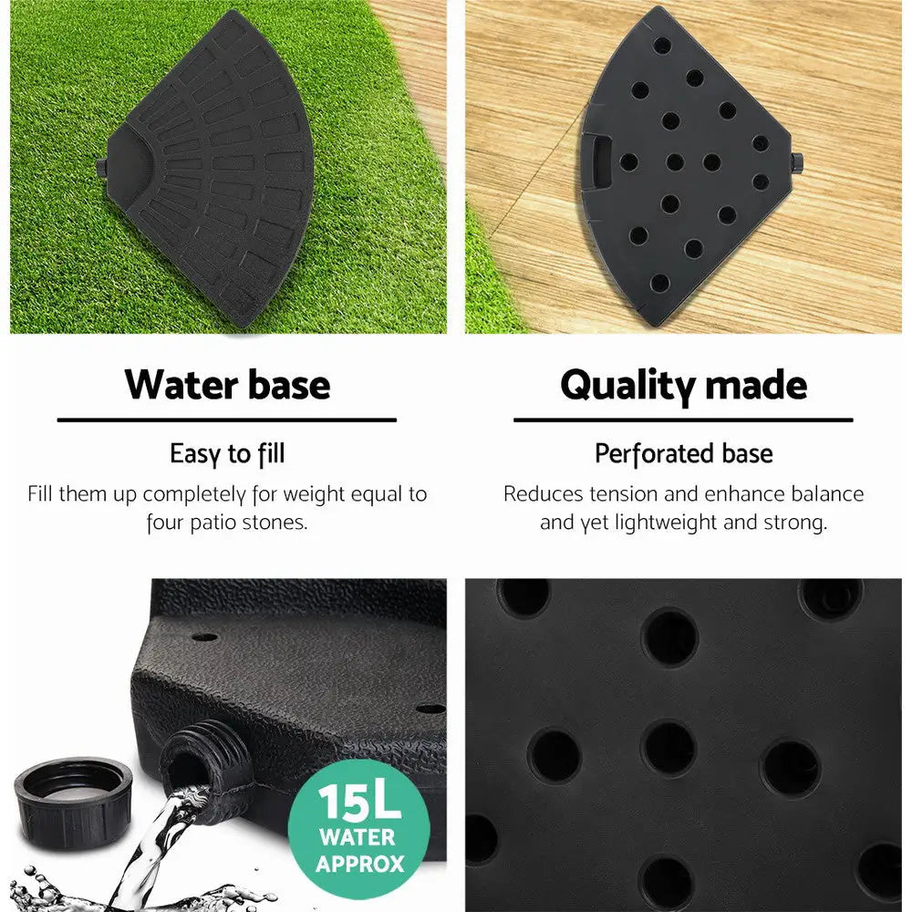 Instahut 48cm Outdoor Umbrella Base Stand 4 Plates Pod Cantilever - Home & Garden > Shading > Umbrellas & Sunshades