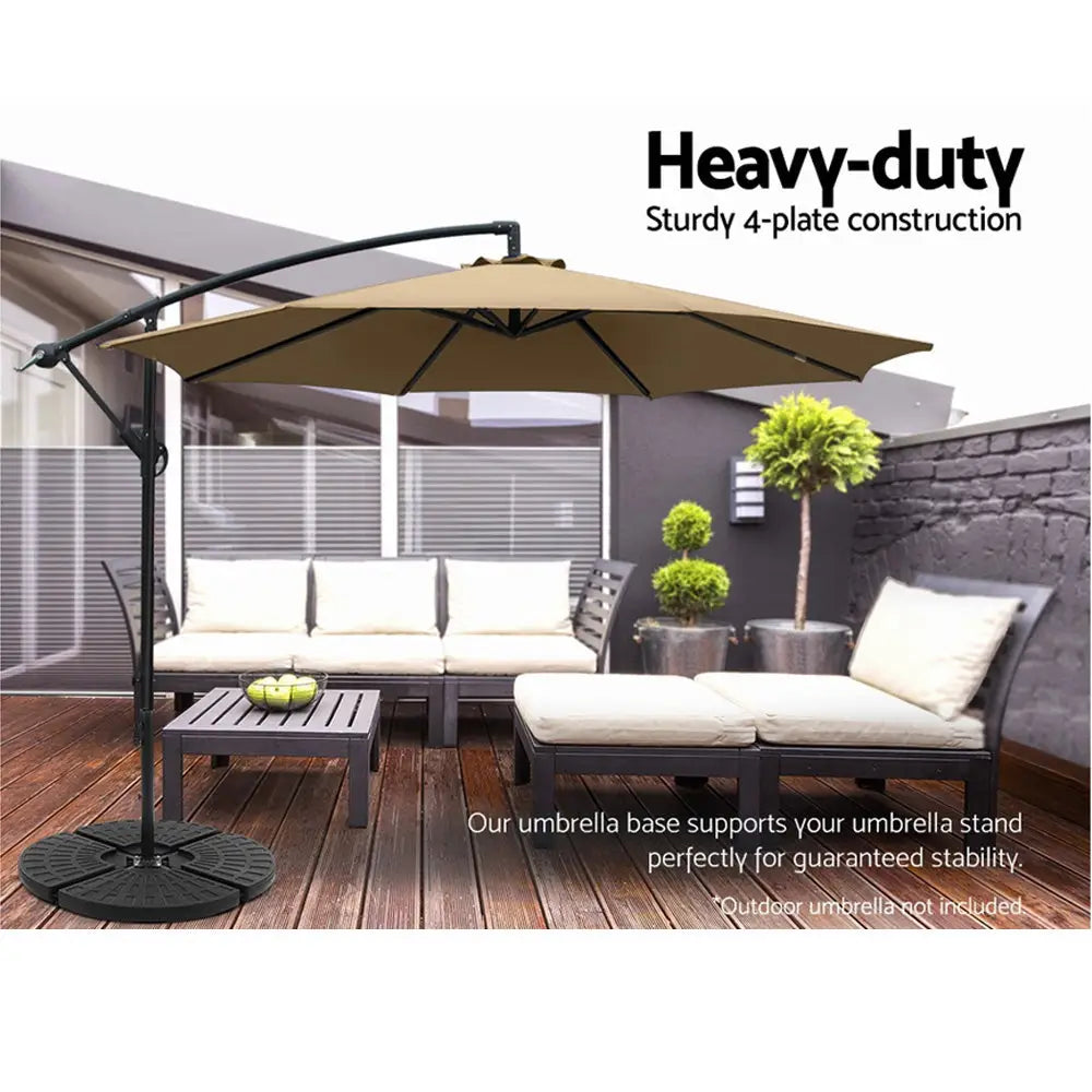 Instahut 48cm Outdoor Umbrella Base Stand 4 Plates Pod Cantilever - Home & Garden > Shading > Umbrellas & Sunshades