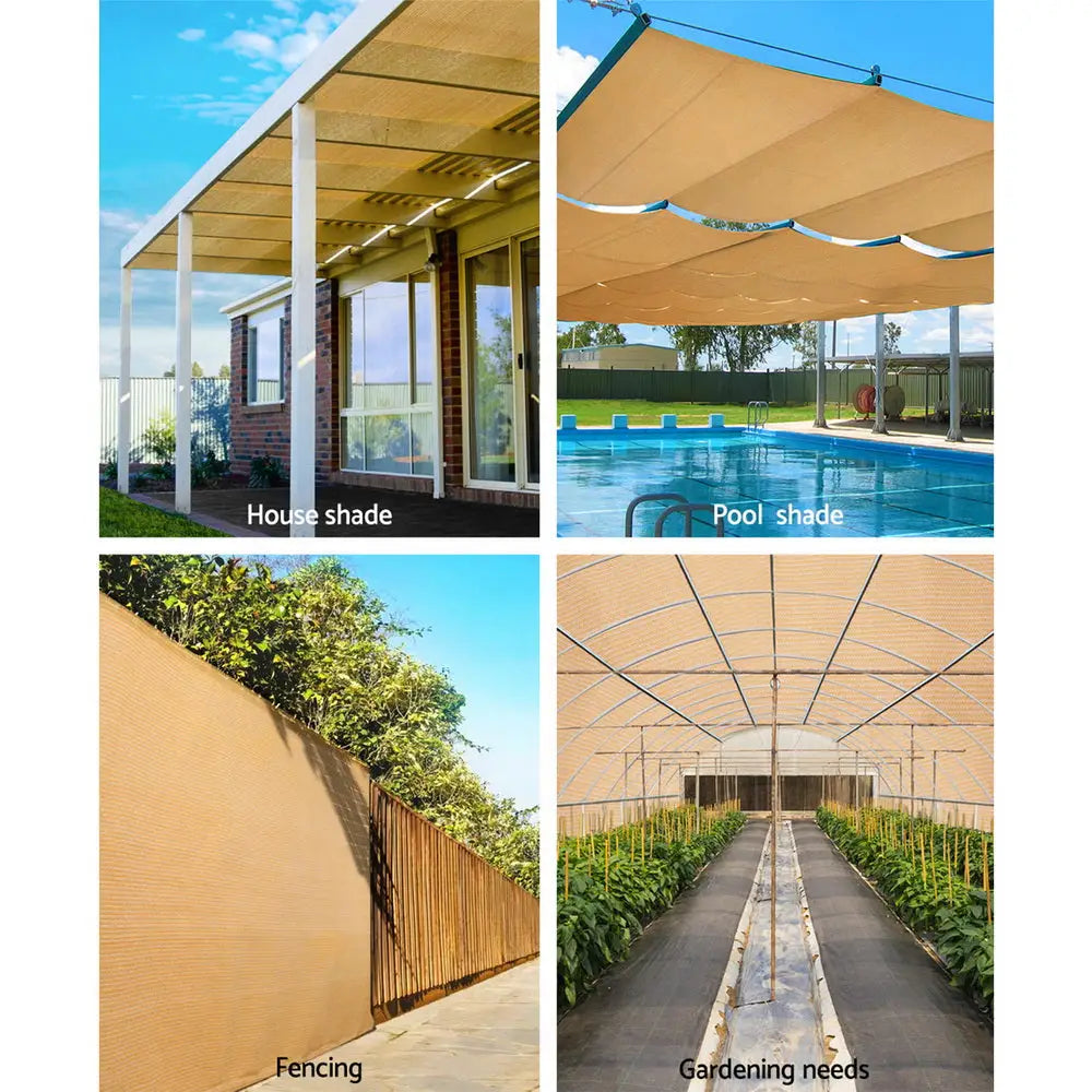 Instahut 50% Shade Cloth 1.83x50m Shadecloth Sail Heavy Duty Beige - Home & Garden > Shading > Umbrellas & Sunshades