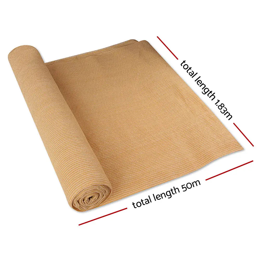 Instahut 50% Shade Cloth 1.83x50m Shadecloth Sail Heavy Duty Beige - Home & Garden > Shading > Umbrellas & Sunshades