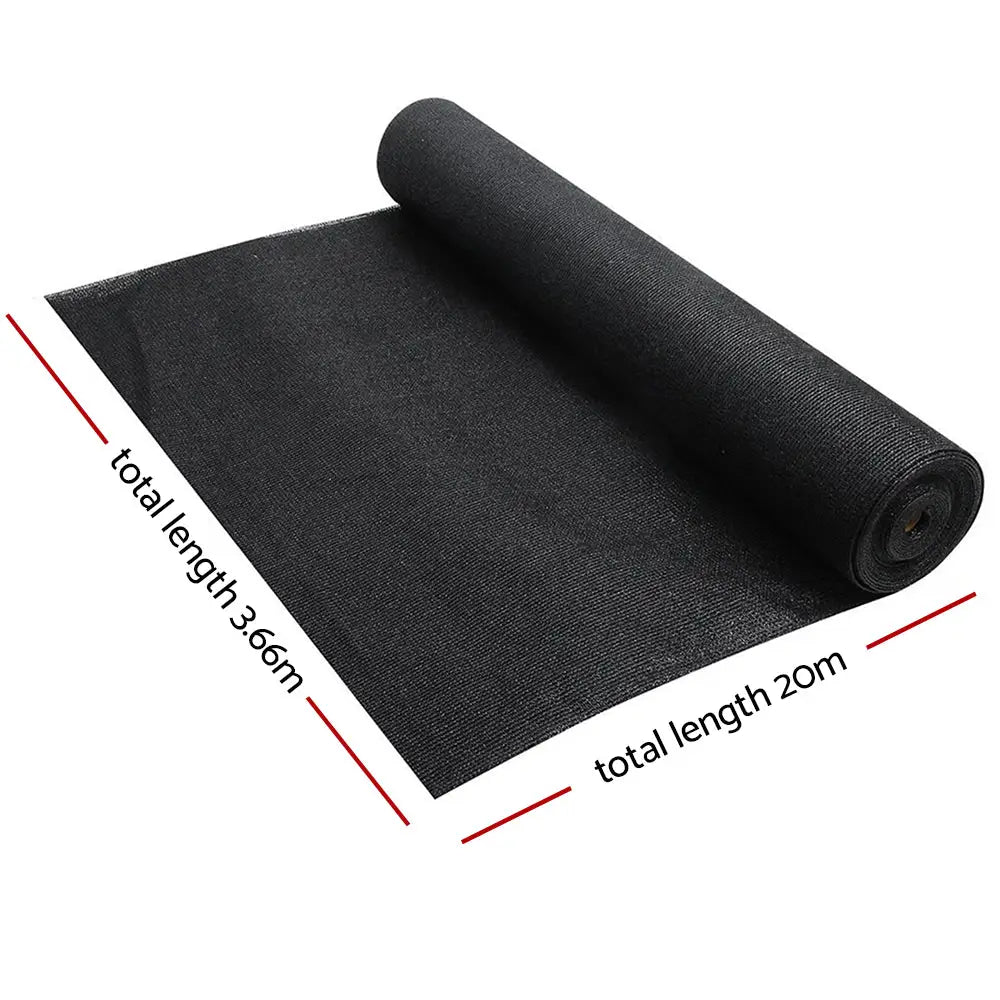 Instahut 50% Shade Cloth 3.66x20m Shadecloth Sail Heavy Duty Black - Home & Garden > Shading > Umbrellas & Sunshades