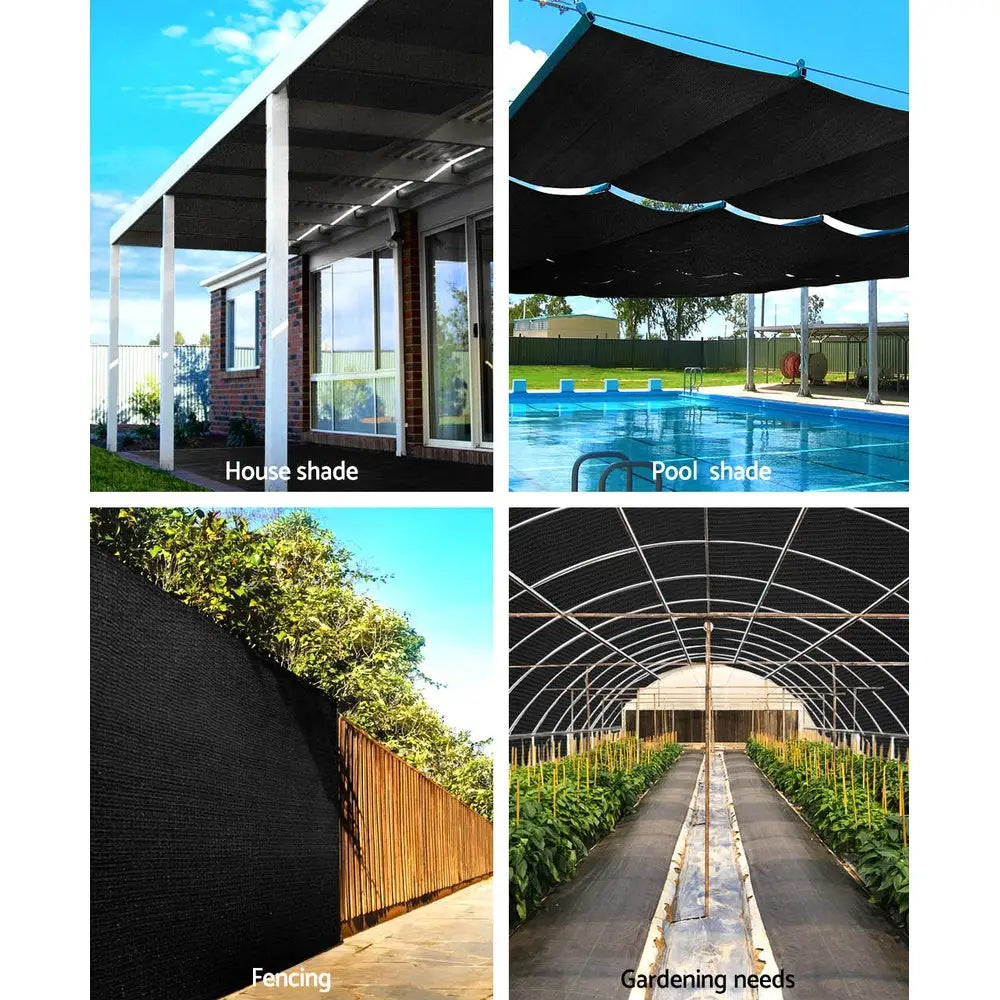 Instahut 50% Shade Cloth 3.66x20m Shadecloth Sail Heavy Duty Black - Home & Garden > Shading > Umbrellas & Sunshades