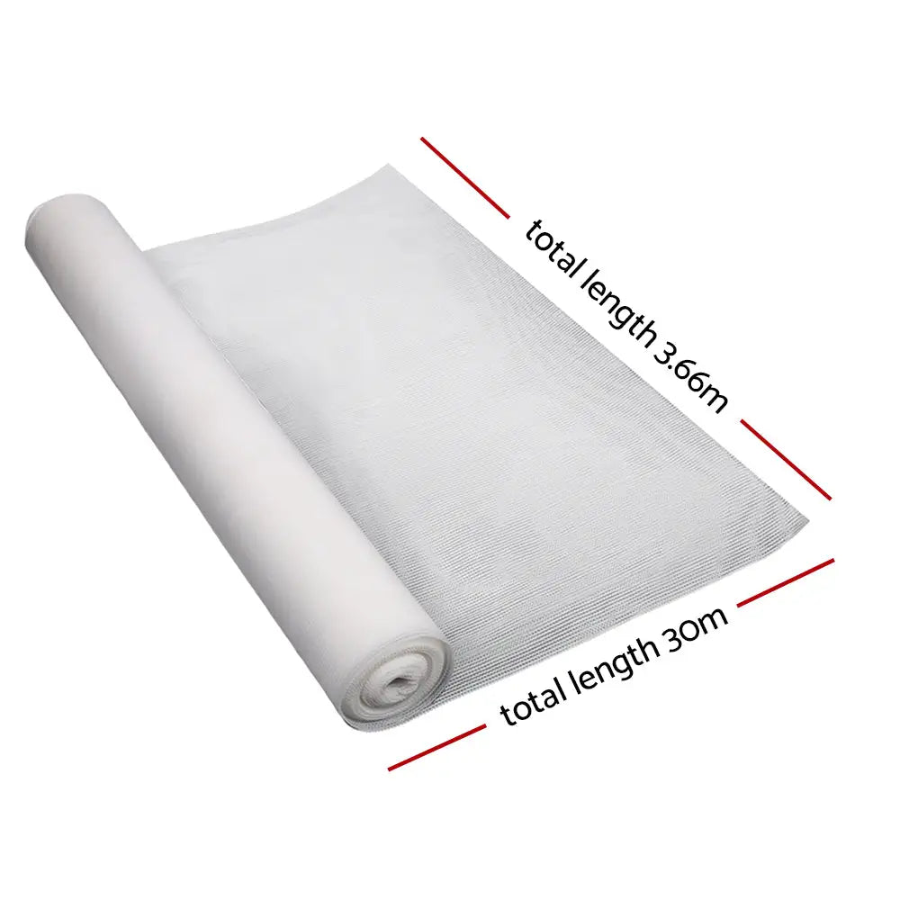 Instahut 50% Shade Cloth 3.66x30m Shadecloth Wide Heavy Duty White - Home & Garden > Shading