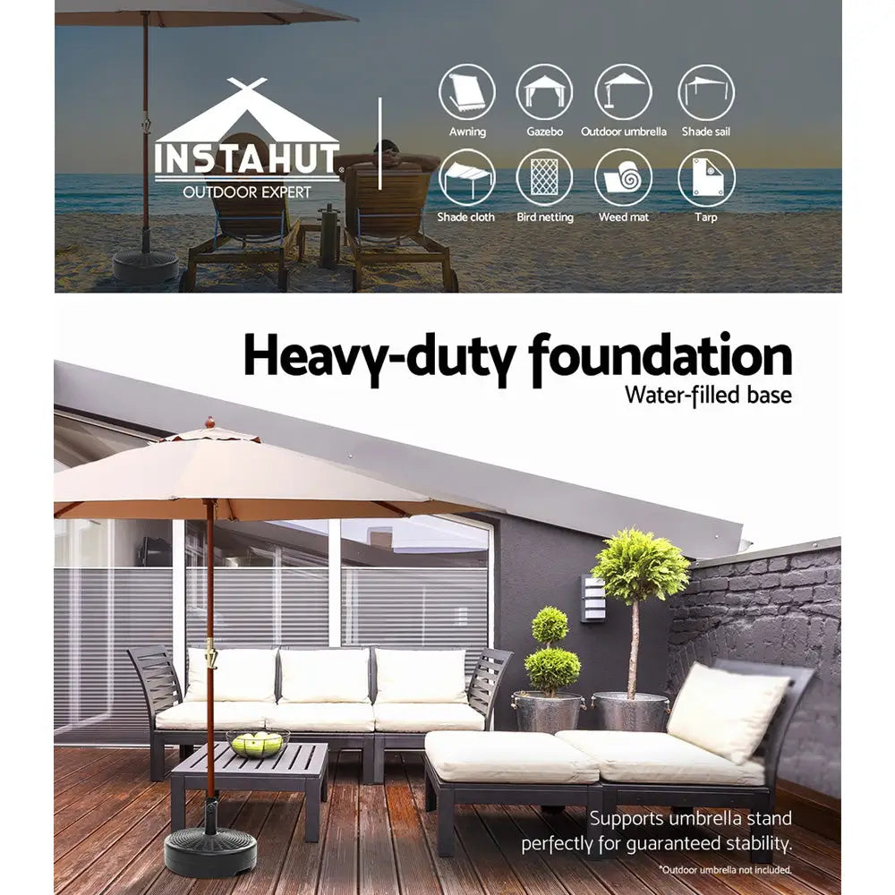 Instahut 51cm Outdoor Umbrella Base Round Stand Pod - Home & Garden > Shading > Umbrellas & Sunshades