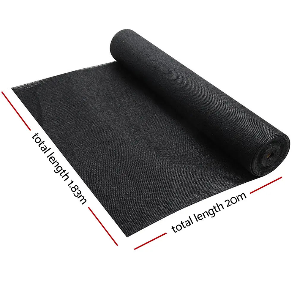 Instahut 90% Shade Cloth 1.83x20m Shadecloth Sail Heavy Duty Black - Home & Garden > Shading > Umbrellas & Sunshades