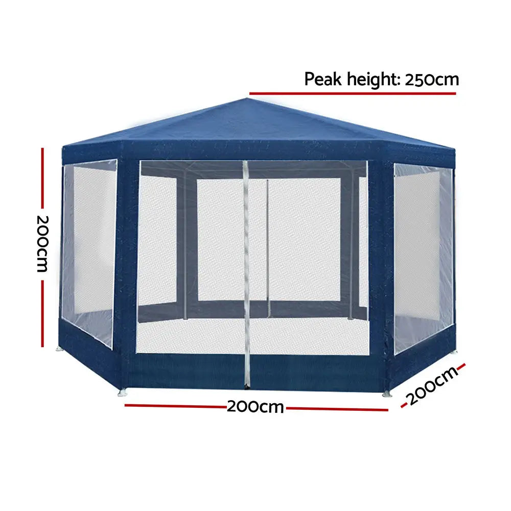 Instahut Gazebo?2x2m Marquee Wedding Party Tent Outdoor Camping Mesh Wall Canopy Shade Gazebos Navy - Home & Garden >