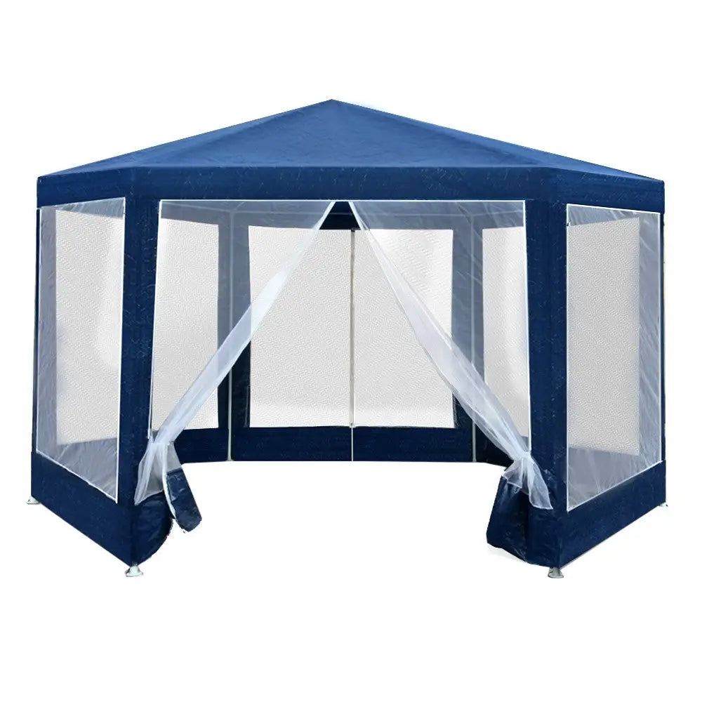 Instahut Gazebo?2x2m Marquee Wedding Party Tent Outdoor Camping Mesh Wall Canopy Shade Gazebos Navy - Home & Garden >