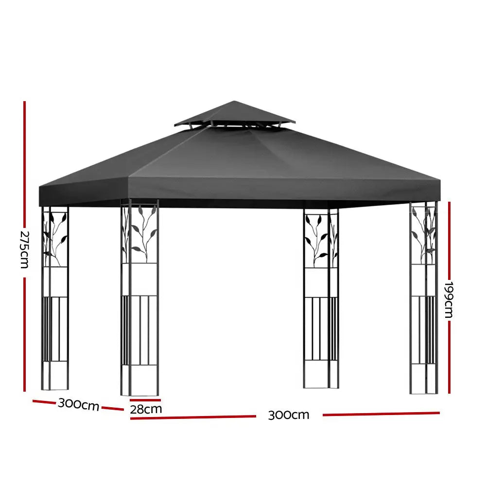 Instahut Gazebo 3x3m Marquee Outdoor Wedding Party Event Tent Home Iron Art Shade Grey - Home & Garden > Shading