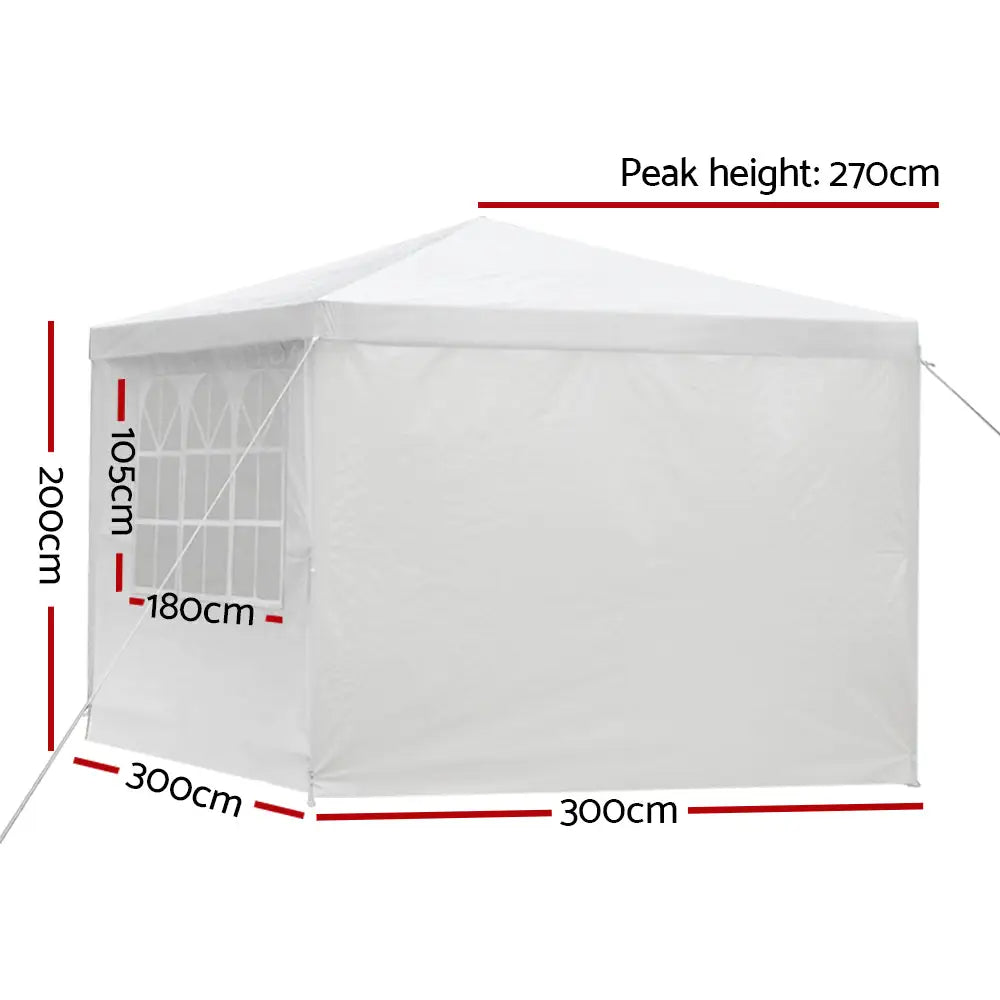 Instahut Gazebo 3x3m Marquee Wedding Party Tent Outdoor Camping Side Wall Canopy Window Panel White - Home & Garden >