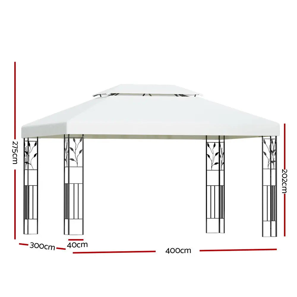 Instahut Gazebo 4x3m Marquee Outdoor Wedding Party Event Tent Home Iron Art Shade White - Home & Garden > Shading