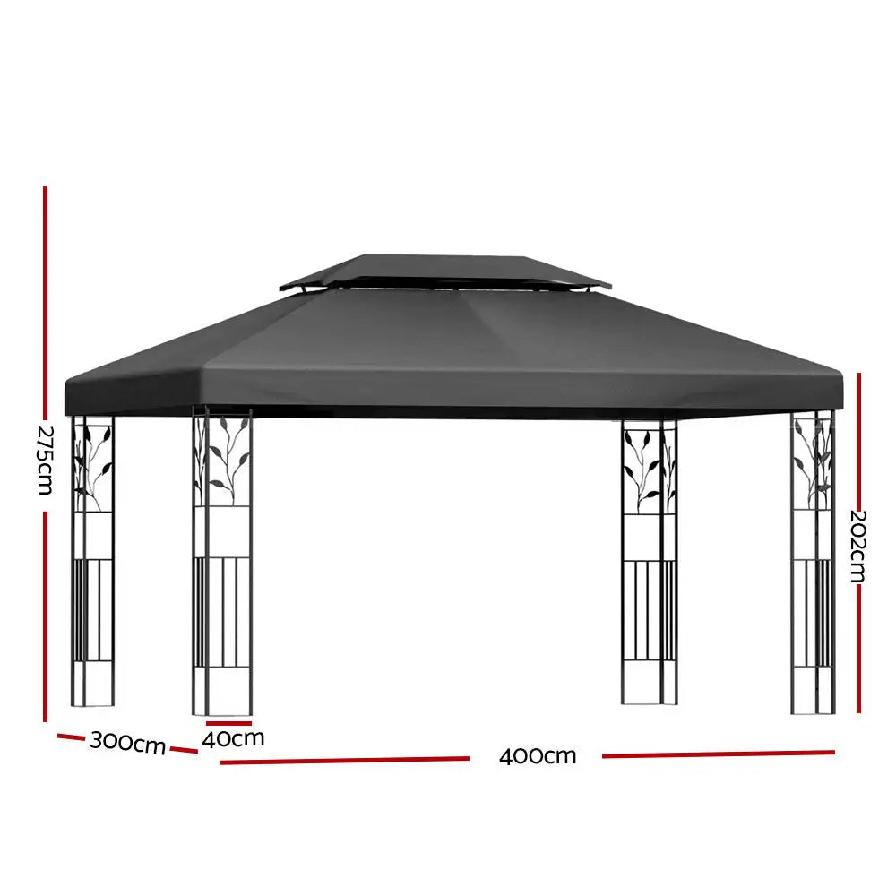 Instahut Gazebo 4x3m Marquee Outdoor Wedding Party Event Tent Home Iron Art Shade Grey - Home & Garden > Shading