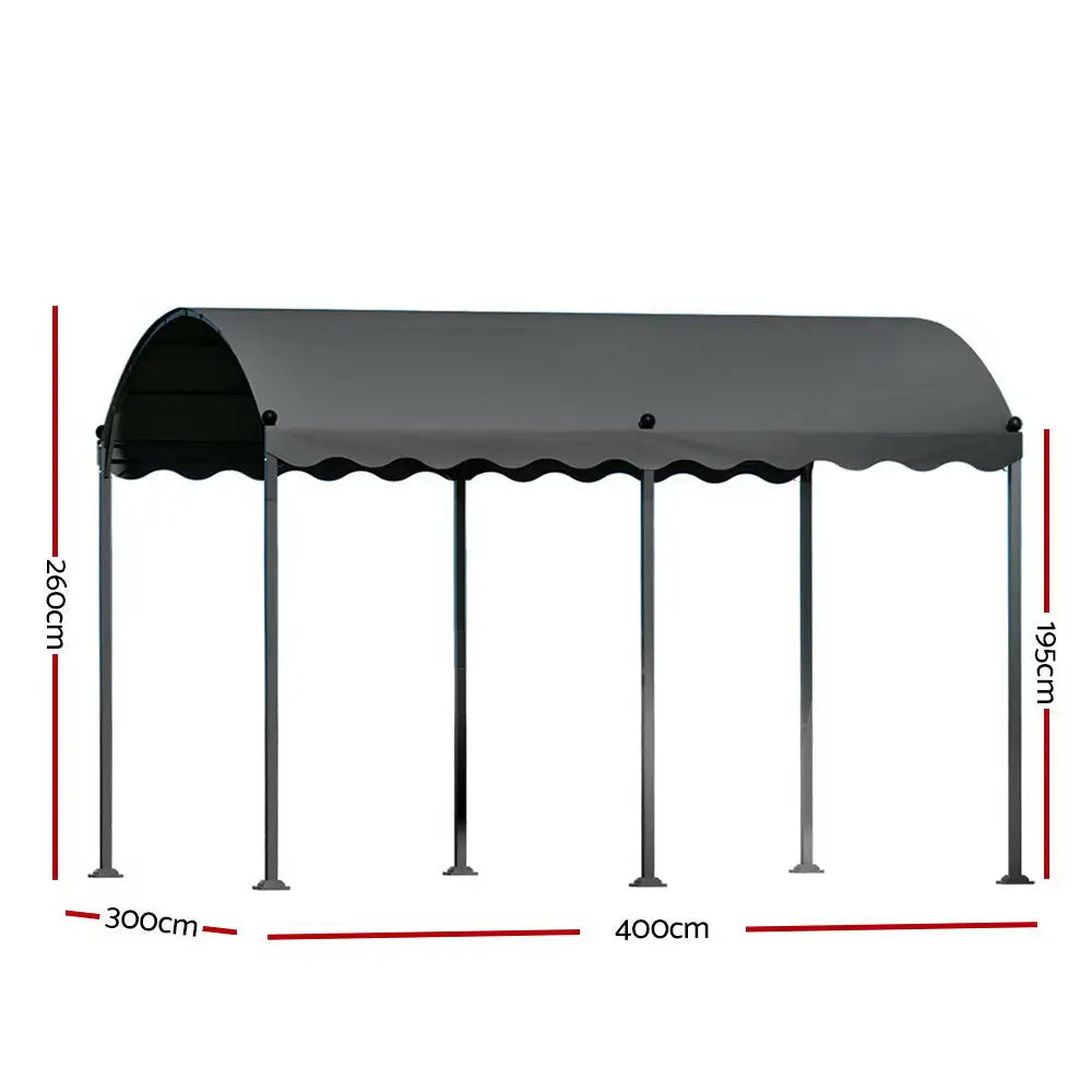 Instahut Gazebo Marquee 4x3m Outdoor Event Wedding Tent Camping Party Shade Iron Art Canopy Grey - Home & Garden >