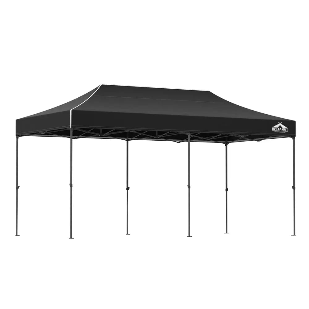 Instahut Gazebo Pop Up Marquee 3x6m Folding Tent Wedding Outdoor Camping Canopy Gazebos Shade Black - Home & Garden >