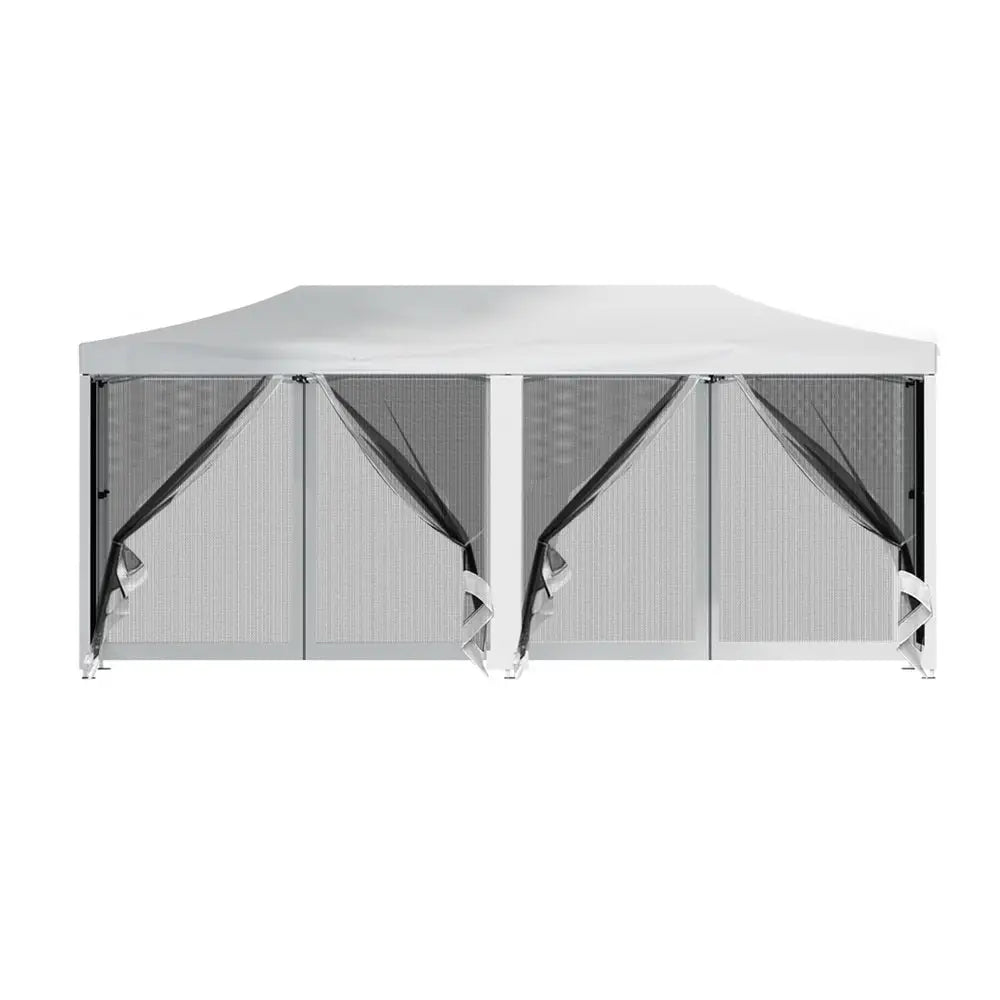 Instahut Gazebo Pop Up Marquee 3x6m Wedding Party Outdoor Camping Tent Canopy Shade Mesh Wall White - Home & Garden >