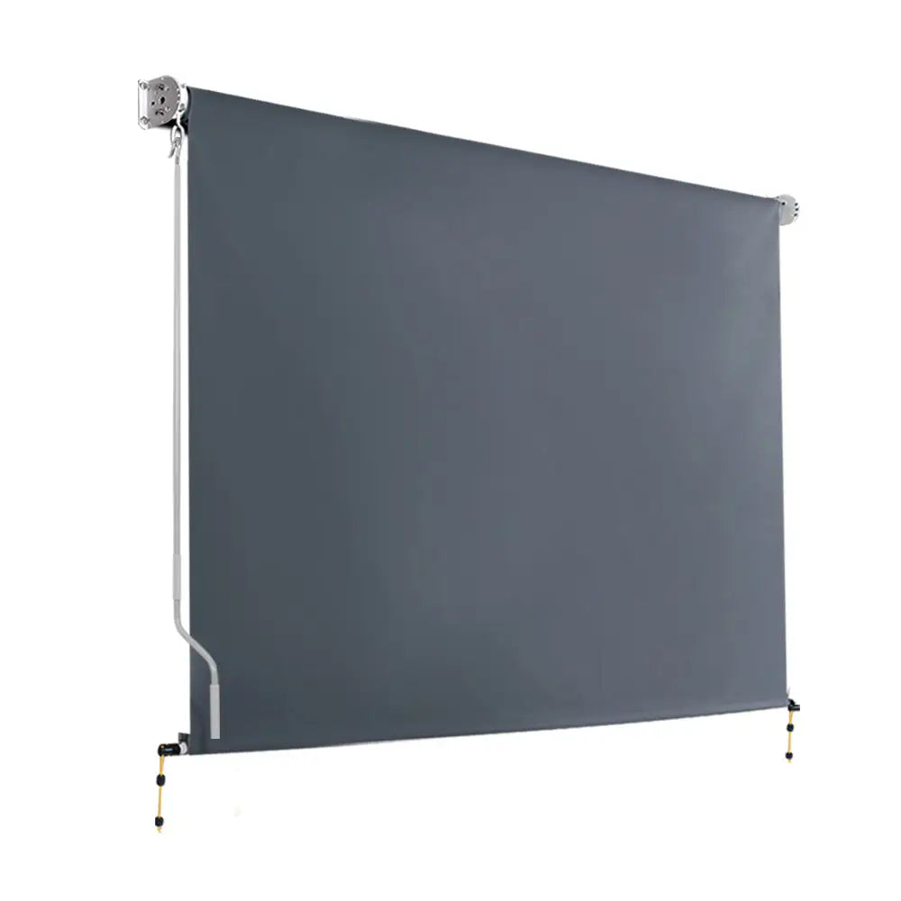 Instahut Outdoor Blinds Blackout Roll Down Awning Window Shade 2.7X2.5M Grey - Home & Garden > Shading