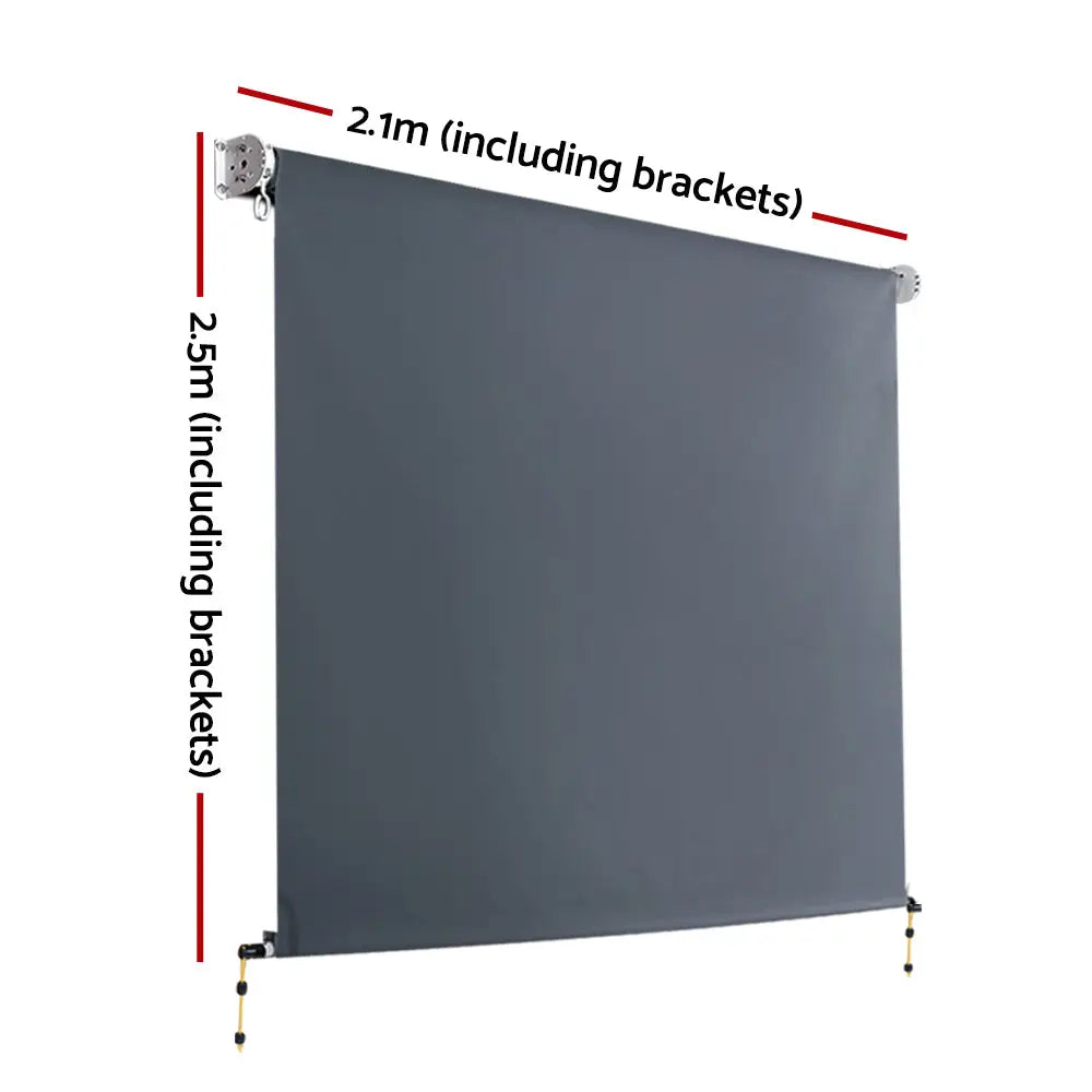 Instahut Outdoor Blinds Blackout Roll Down Awning Window Shade 2.1X2.5M Grey - Home & Garden > Shading