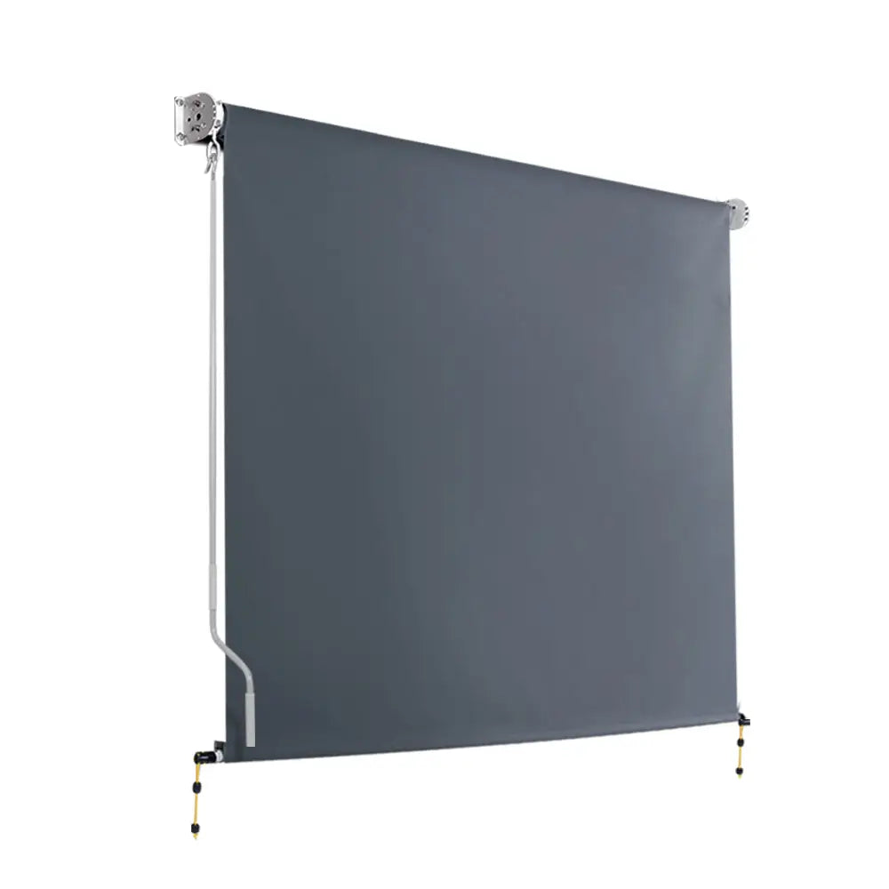 Instahut Outdoor Blinds Blackout Roll Down Awning Window Shade 2.4X2.5M Grey - Home & Garden > Shading