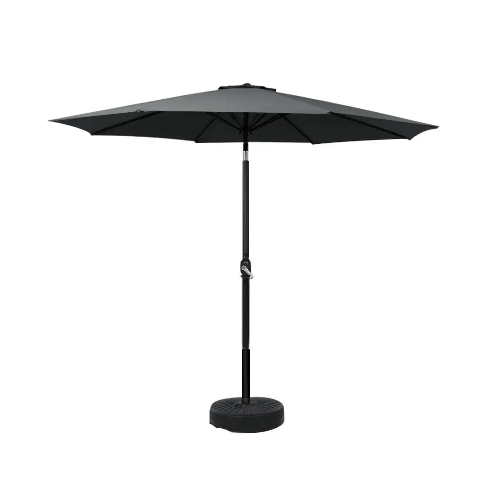 Instahut Outdoor Umbrella 2.7m Base Beach Pole Garden Tilt Sun Patio UV Black - Home & Garden > Shading > Umbrellas &