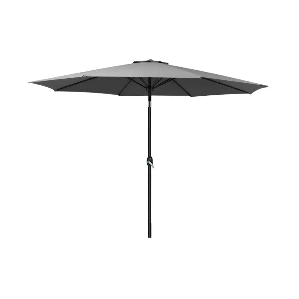 Instahut Outdoor Umbrella 2.7m Beach Pole Garden Tilt Sun Patio UV Charcoal - Home & Garden > Shading > Umbrellas &