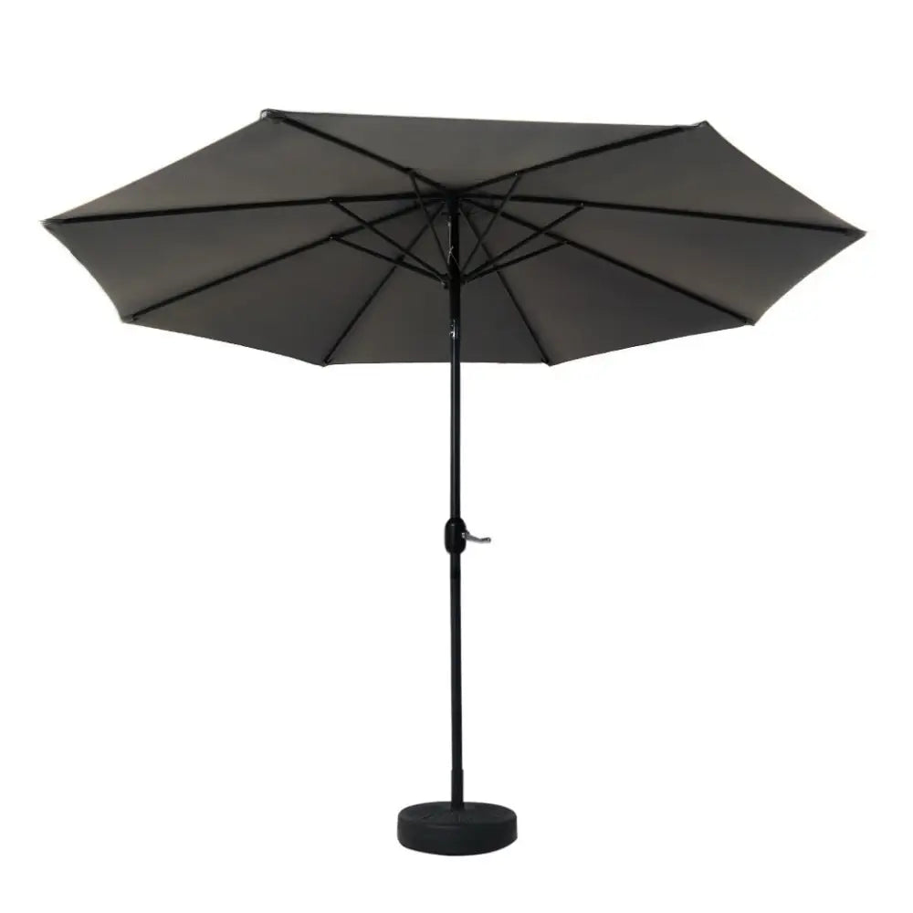 Instahut Outdoor Umbrella 3m Base Beach Pole Garden Tilt Sun Patio UV Charcoal - Home & Garden > Shading > Umbrellas &