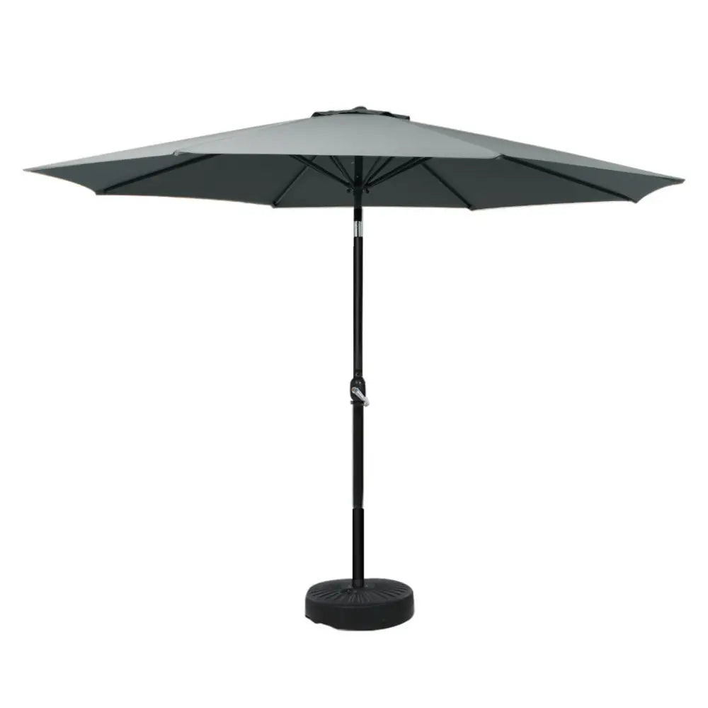 Instahut Outdoor Umbrella 3m Base Beach Pole Garden Tilt Sun Patio UV Charcoal - Home & Garden > Shading > Umbrellas &