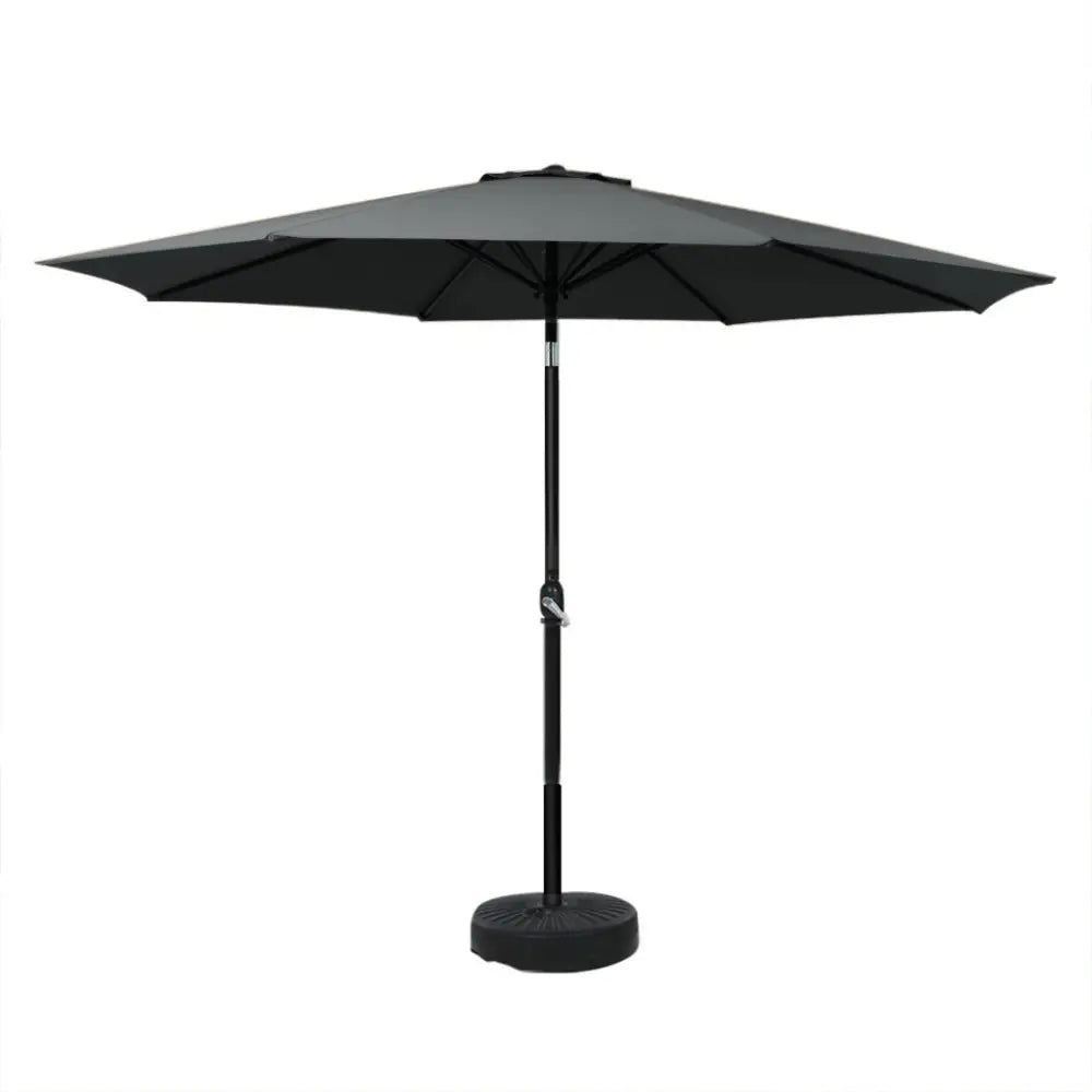Instahut Outdoor Umbrella 3m Base Beach Pole Garden Tilt Sun Patio UV Black - Home & Garden > Shading > Umbrellas &
