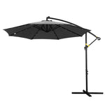 Instahut Outdoor Umbrella 3M Cantilever Beach LED Garden Shade Patio Charcoal - Home & Garden > Shading > Umbrellas &