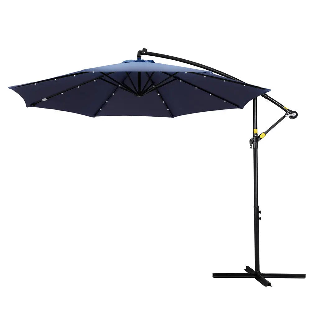 Instahut Outdoor Umbrella 3M Cantilever Beach LED Umbrellas Garden Shade Patio - Home & Garden > Shading > Umbrellas &