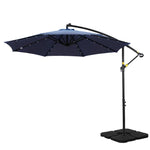 Instahut Outdoor Umbrella 3M Cantilever Beach LED w/Base Garden Shade Patio Navy - Home & Garden > Shading > Umbrellas